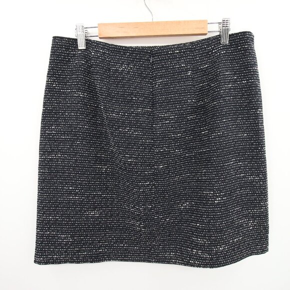 LOFT Skirt Blue White Tweed Textured Mini Pencil Lined Classic Professional 12 - Picture 9 of 9